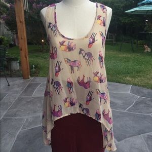 Audrey 3+1 Hi-Low Sheer Racerback Tank Top